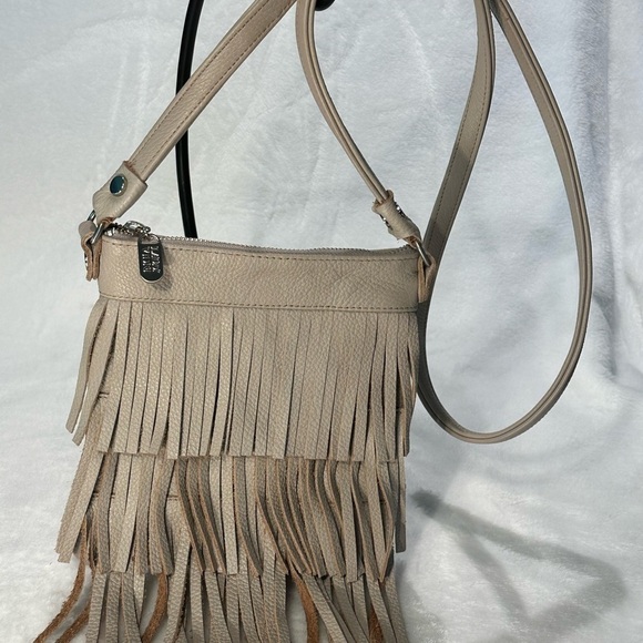 Laudi Vidni Custom Soft Grain Leather Crossbody Fringe Bag Grey - Very Rare Find - Picture 11 of 16
